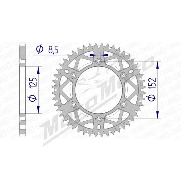 AFAM Aluminium Ultra-Light Self-Cleaning Rear Sprocket 39300 - 520 48-50 teeth BETA RR / XTRAINER 125-500cc 13-24