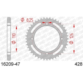 AFAM Steel Standard Rear Sprocket 428 44-47 teeth KAWASAKI KLX / D-TRACKER 125cc 10-16