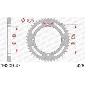 AFAM Steel Standard Rear Sprocket 428 44-47 teeth KAWASAKI KLX / D-TRACKER 125cc 10-16