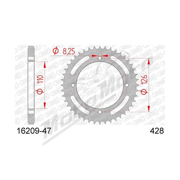 AFAM Steel Standard Rear Sprocket 428 44-47 teeth KAWASAKI KLX / D-TRACKER 125cc 10-16