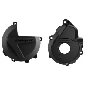 Polisport kit clutch cover + ignition cover Husqvarna FE/ KTM EXC-F 250/350cc 17-23 Black