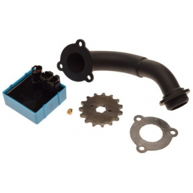 CDI controller + front sprocket + main jet + exhaust elbow with gasket APRILIA RS4 50cc