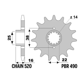 PBR Steel Standard Front Sprocket 490 - 520 DUCATI 400-900cc 1975-2014