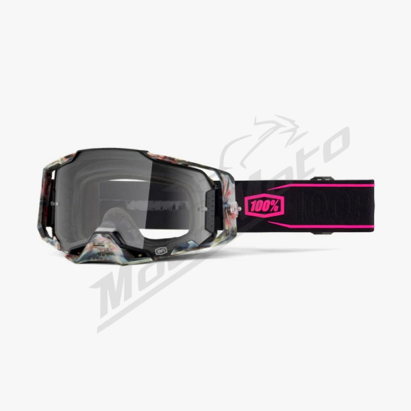 100% goggles model armega sarcelle - clear lens - black / pink