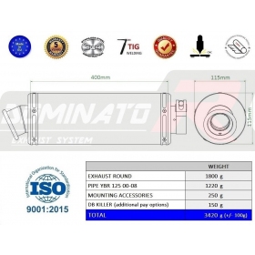 Duslintuvo kompl. Dominator ROUND YAMAHA YBR 125 2000-2008