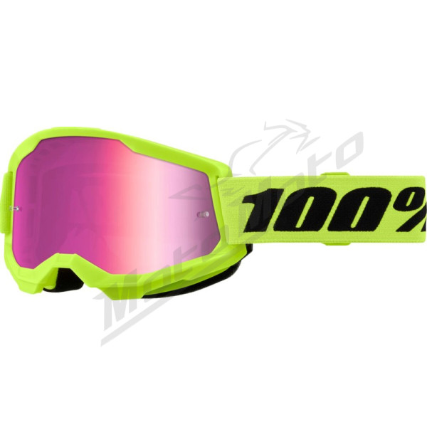 100% Strata 2 Goggle Neon Yellow (Mirror Lens)