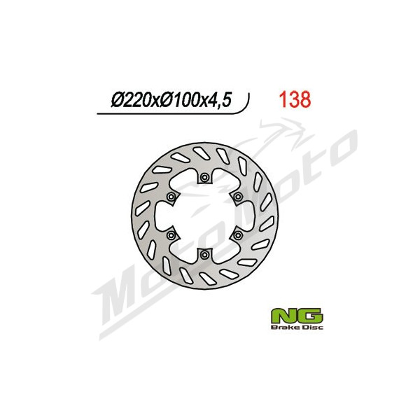 NG BRAKES Rear Fixed Brake Disc 220mm Kawasaki KDX / KLX / KX 125-650cc 88-06