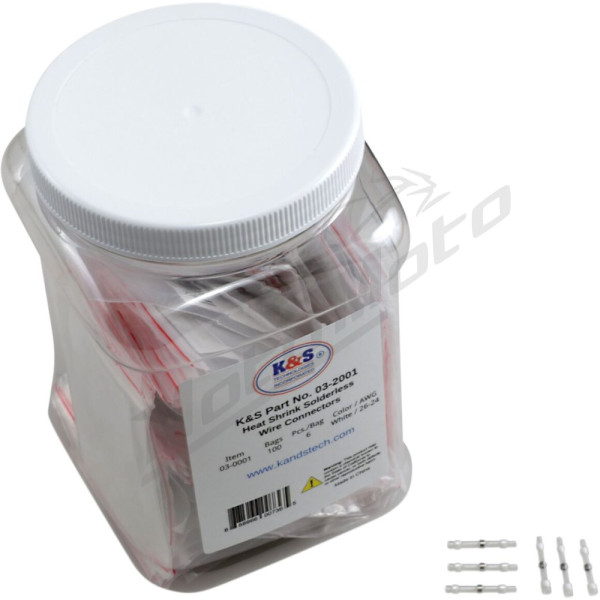 K&S TECHNOLOGIES Heat-Shrink Solderless Wire Connector Kit/Refill 100 pcs.