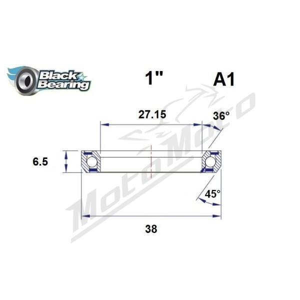 BLACK BEARING 36°/45° Headset Bearing 27.15x38x6.5 mm HB-A1