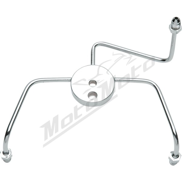 DRAG SPECIALTIES Chrome Steel Front Brake Tee with Fittings for Dual-Disc Applications