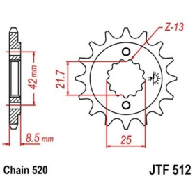 JT Grandinės komplektas sustiprintas 520X1R3 16/41 Kawasaki GPZ 500S 94-03