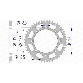 AFAM Aluminium Ultra-Light Self-Cleaning Rear Sprocket 17107 - 420 46-47 teeth KAWASAKI KX / SUZUKI RM 65cc 00-26