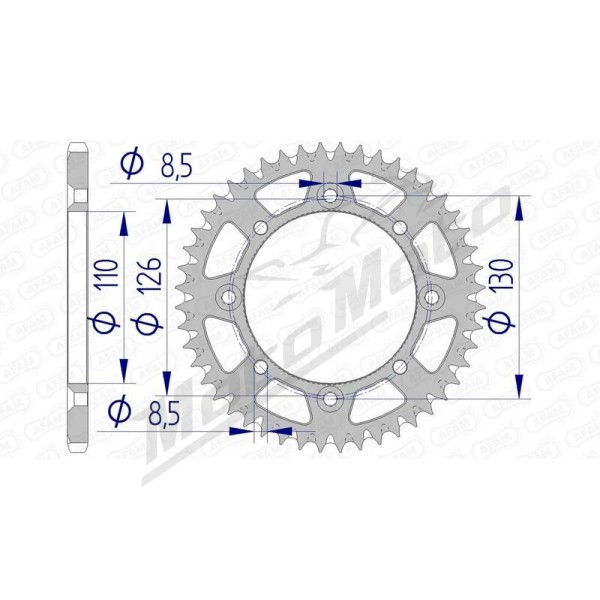 AFAM Aluminium Ultra-Light Self-Cleaning Rear Sprocket 17107 - 420 46-47 teeth KAWASAKI KX / SUZUKI RM 65cc 00-26
