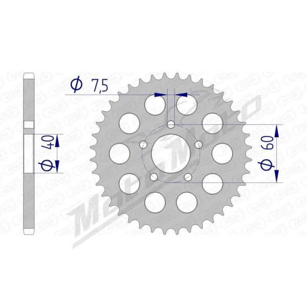 AFAM Aluminium Rear Sprocket 415 40 teeth KTM SX 50cc 06-13