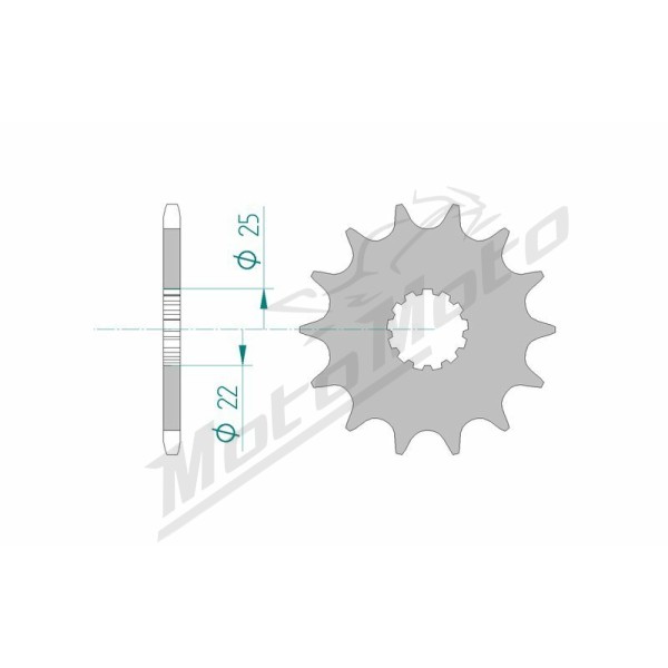 AFAM plieninė standartinė priekinė žvaigždutė 27500 - 520 12-17 dantukų APRILIA / YAMAHA / SUZUKI / KAWASAKI / GAS GAS 250-800cc 76-26