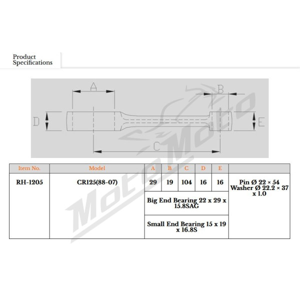 Royal Rods connecting rod Honda CR 125 88–01