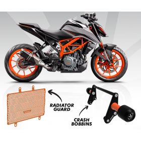 Rėmo slideriai / crash bar + Radiatoriaus grotelės BAGOROS KTM DUKE 250-390cc 2019-2022