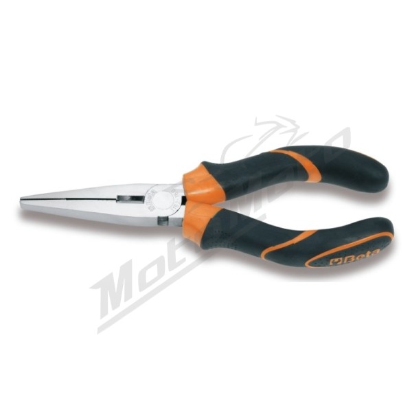 BETA Extra long Flat Knurled Nose Pliers Size 200 Bi-Material Handles