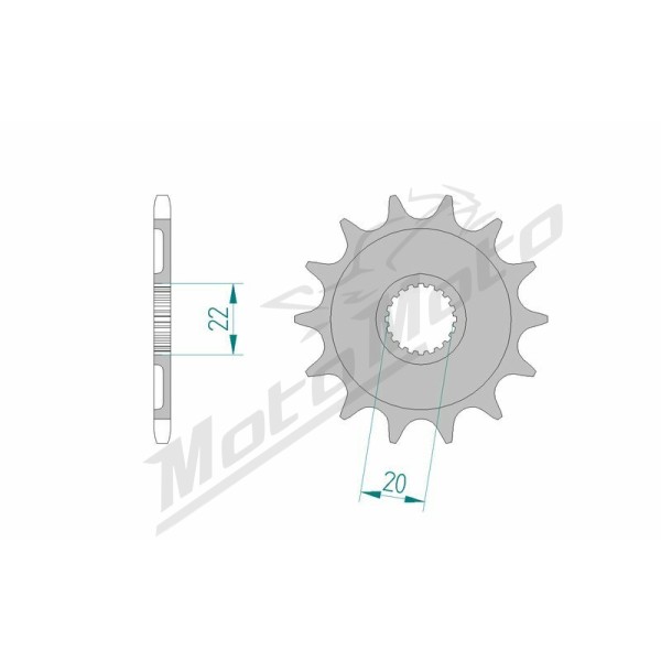 AFAM plieninė standartinė priekinė žvaigždutė 21309 - 520 12-14 dantukų ​​​​​​​YAMAHA / GAS GAS / FANTIC 125-300cc 01-26