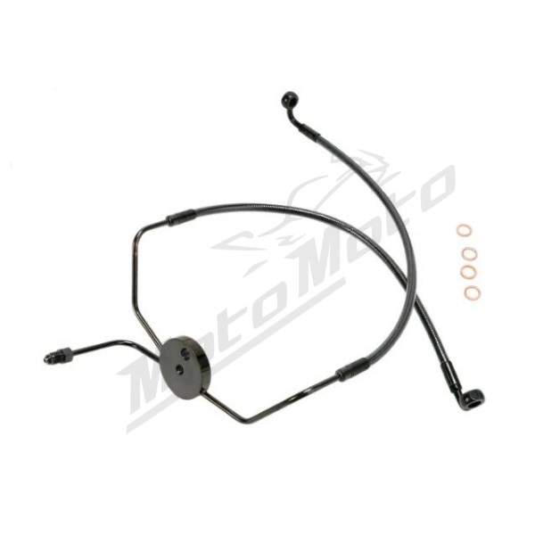 MAGNUM SHIELDING Front Lower Brake Line Kit Black Harley Davidson FLHR / FLHRI / FLHTCU / FLTRI 1340/1584 94-07