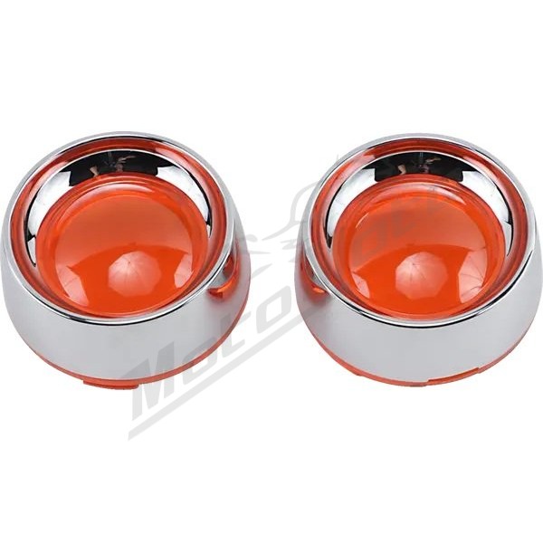 KURYAKYN Bezels with Amber Lens for Bullet Turn Signals Harley Davidson FLDE / FLHT / FLTRK / XL / XG 500/1977 19-24