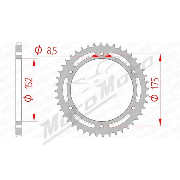 AFAM Steel Standard Rear Sprocket 520 43-44 teeths YAMAHA DT / TT-R 200-250cc 88-04