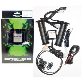 Bronco atv heated grips + thumb warmer - silver controller