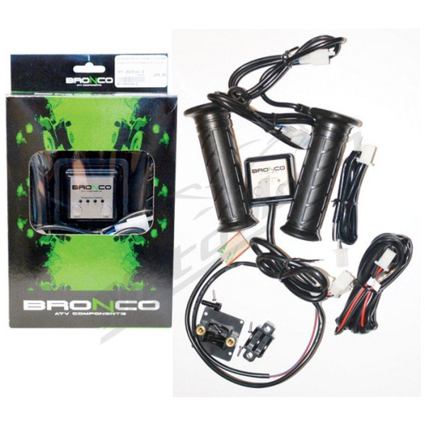 Bronco atv heated grips + thumb warmer - silver controller
