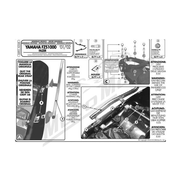 KAPPA Rear storage box bracket Yamaha FZS 1000 01-05