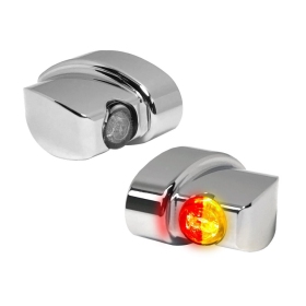 HEINZ BIKES NANO Winglet 3 in 1 Rear Turn light Chrome Harley Davidson FLD / FLHR / FXD / FXDL / XG / XL / XR 500/1977 93-24