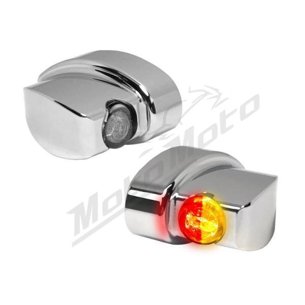 HEINZ BIKES NANO Winglet 3 in 1 Rear Turn light Chrome Harley Davidson FLD / FLHR / FXD / FXDL / XG / XL / XR 500/1977 93-24
