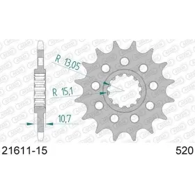 AFAM plieninė standartinė priekinė žvaigždutė 21611 - 520 15-16 dantukų YAMAHA YZF-R1 / FZ8 / MT-07 / TENERE / TRACER 700-1000cc 06-25