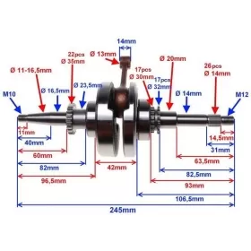 Crankshaft JJ1P39QMB 50cc PIN Ø13 4T