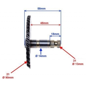 Kickstarter shaft PEUGEOT / KYMCO / HONDA 50 2T / 4T