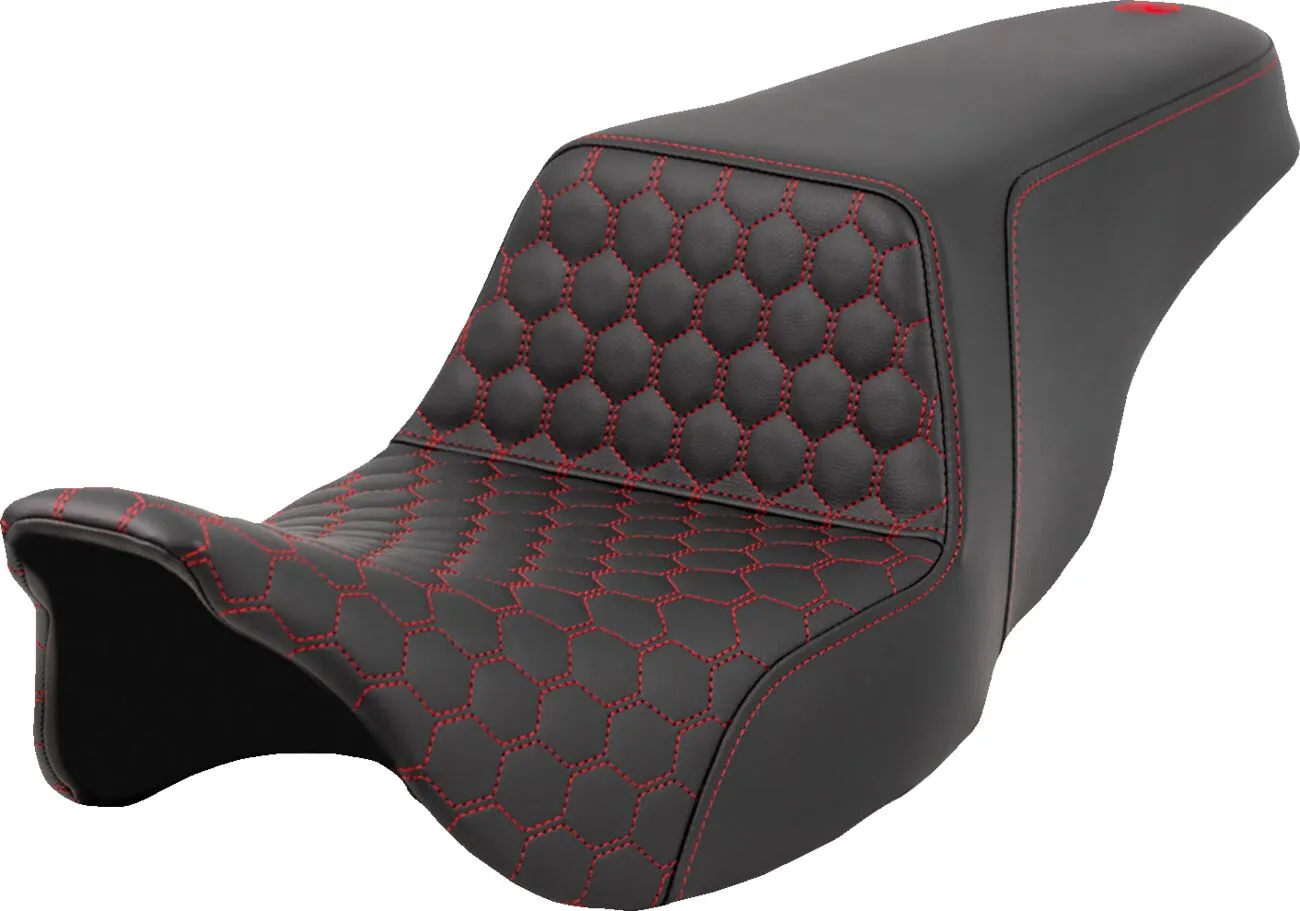 SADDLEMEN Honeycomb Step-Up Seat Red Harley Davidson FLTRXST / FLTRXSE / FLTRX / FLHXSE / FLHX / FLHT / FLHR 1584-1923cc 08-23