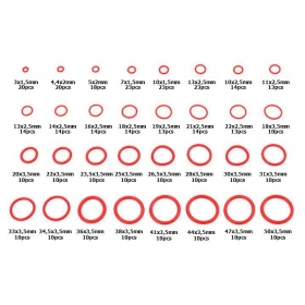 Silikoninės O formos tarpinių rinkinys 3.00-50.00mm (32 skirtingų rūšių / 419vnt.)