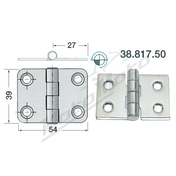 Osculati stainless steel hinge 54x39mm