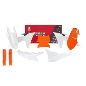 RACETECH Plastikų komplektas KTM SX 125/300cc 23-24 Oražinė/ Balta/ Juoda