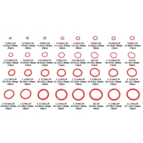 Silikoninės O formos tarpinių rinkinys 6.35-57.12mm/ 1/4-2 1/4 (32 skirtingų rūšių / 407vnt.)