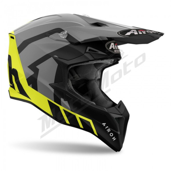 AIROH Wraaap Conquer Flue Yellow Motocross Helmet Matt