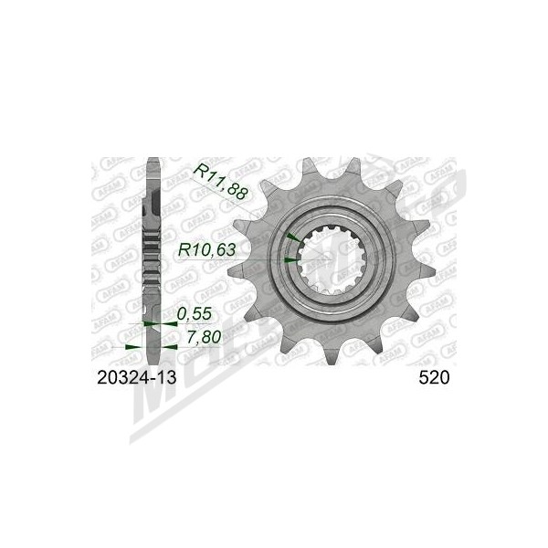 AFAM plieninė savaime išsivalanti priekinė žvaigždutė 20324 - 520 13 dantukų HONDA CRF 250cc 18-21