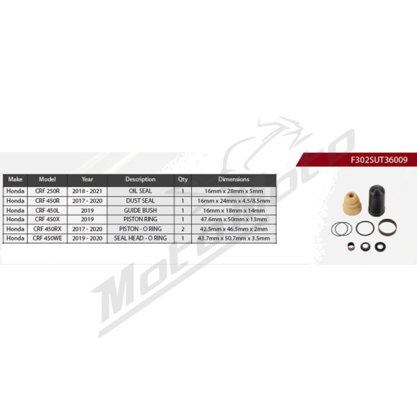 SHOWA Rear Shock Absorber Repair Kit Ø16mm Honda CBR / CRF / NC 110-750cc 17-24