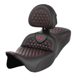 SADDLEMEN Roadsofa Honeycomb Seat With Backrest Red Harley Davidson FLHR / FLHTK / FLHXS / FLTRXS 1584-1923 08-23