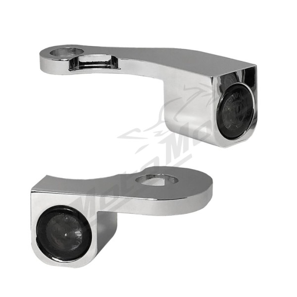 HEINZ BIKES NANO Series Handlebar Turn Signals Chrome Harley Davidson FLS / FLSS / FLSTN / FXST / FXSB 1690/1800 15-17