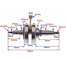 Crankshaft MaxTuned YAMAHA YBR 125cc / Pin Ø15 4T 