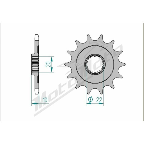 AFAM Steel Standard Front Sprocket 43302 - 520 13 teeth ​​​​​​​SHERCO SE 250-300cc 08-11