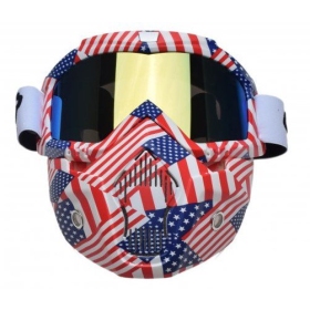 Off Road Goggles with mask USA FLAG UNIT M02 (gold lens)