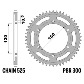 PBR Standard C45 Steel Rear Sprocket 300 - 525 HONDA / YAMAHA 600-900cc 1987-2015