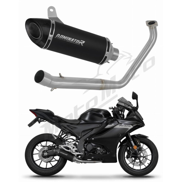 Yamaha YZF R125 2019-2020 Dominator Full Exhaust System Collector Silencer HP8 BLACK + dB killer