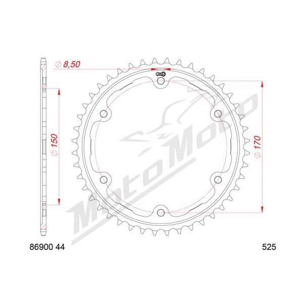 AFAM Standard Steel Rear Sprocket 525 44 teeth TRIUMPH SPEED TRIPLE 1200 21-25